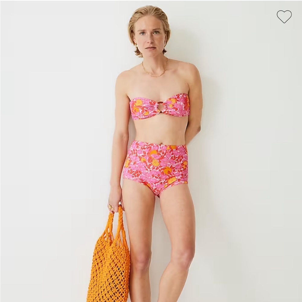 J Crew high-rise bikini bottom and bandeau bikini top.